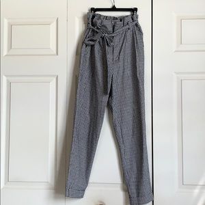 Gingham paperbag pants